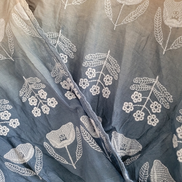 Lovestitch Floral Embroidered Color Gradation Peasant Slouchy High-Low Blouse S - Picture 5 of 8